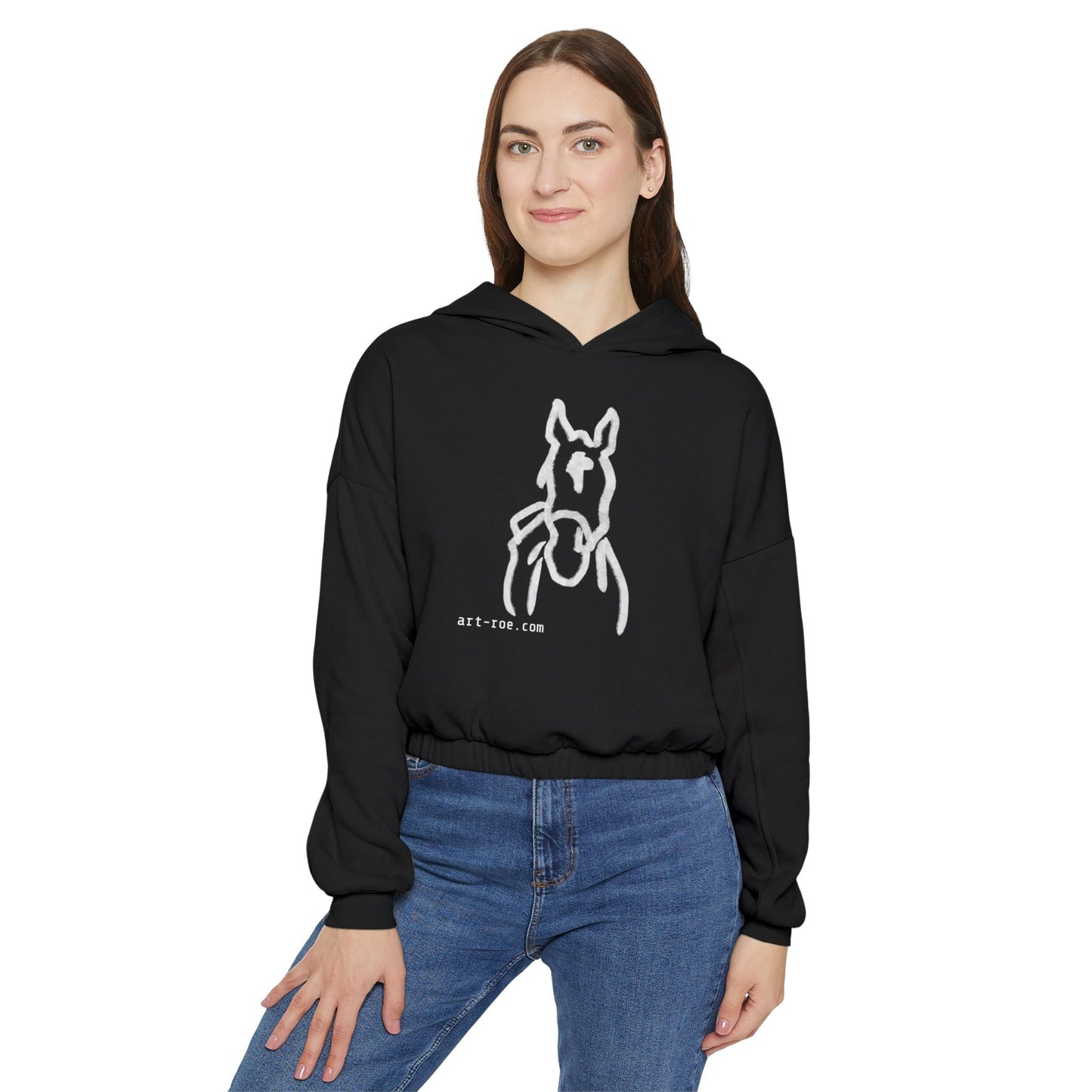 Royal Boy, Horse, ART ROE LOGO Women's Cinched Bottom Hoodie