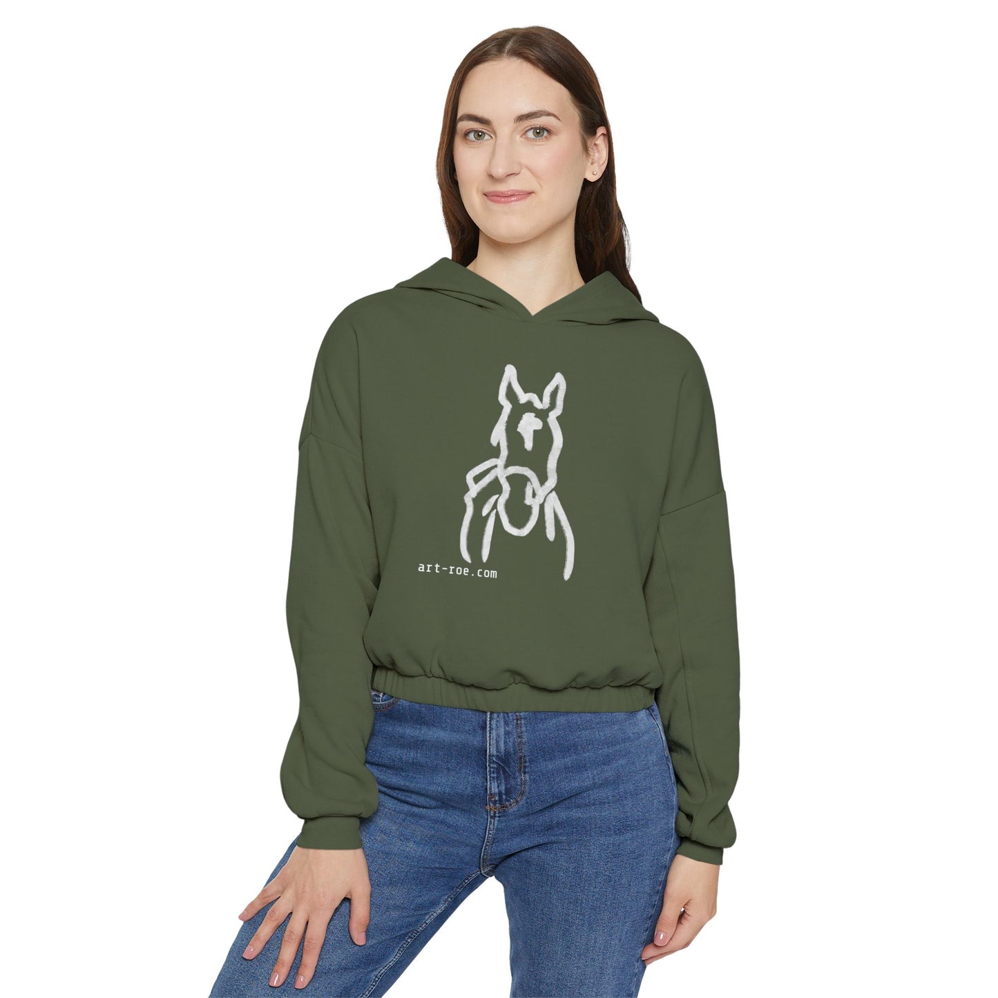 Royal Boy, Horse, ART ROE LOGO Women's Cinched Bottom Hoodie