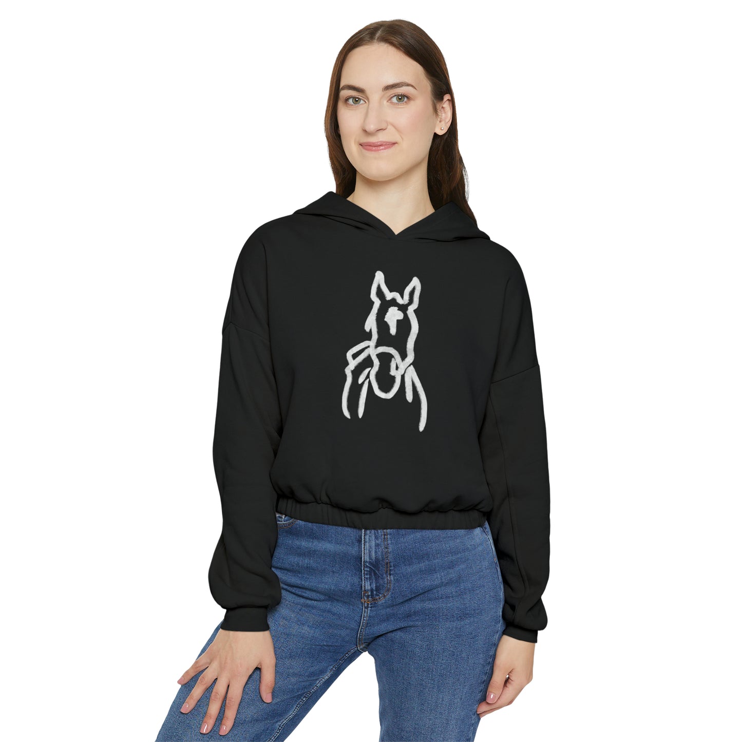 Horsey ART ROE LOGO Women's Cinched Bottom Hoodie