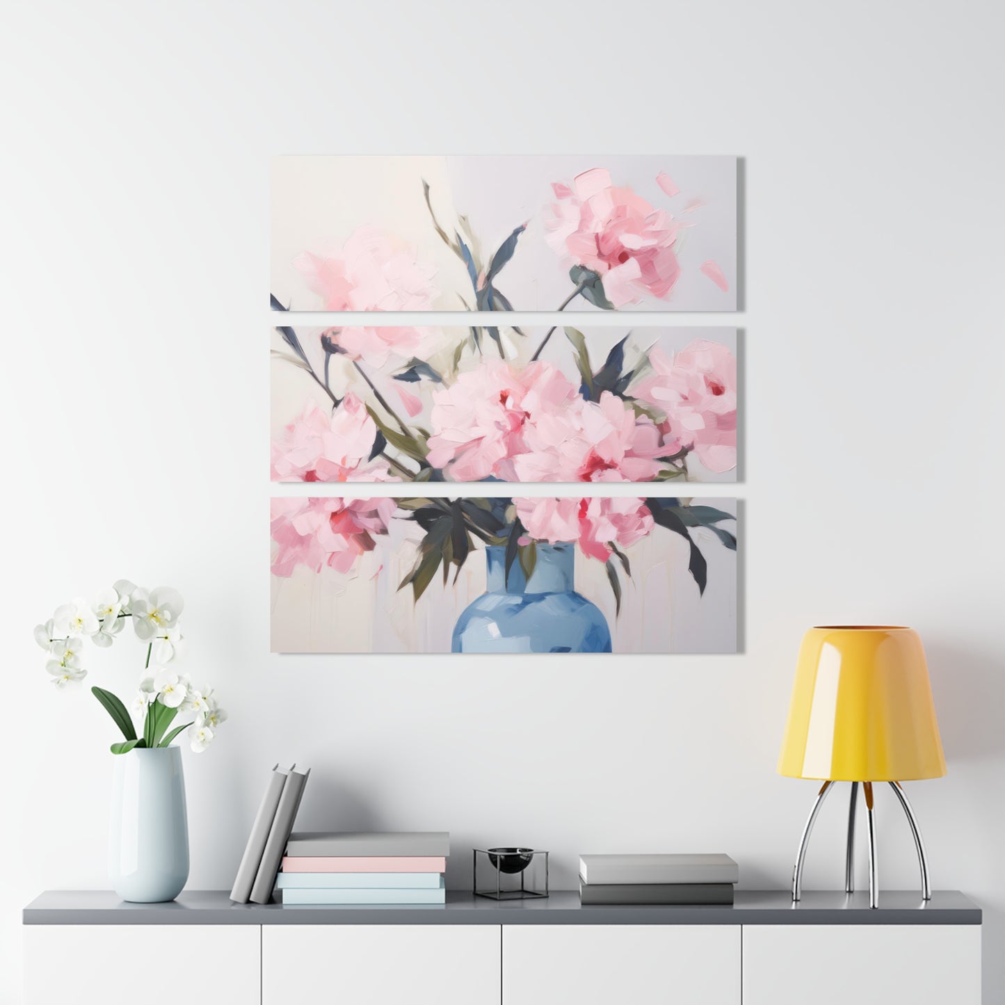 Baby Pink Peonies, Series, Acrylic, Triptych (36x36)