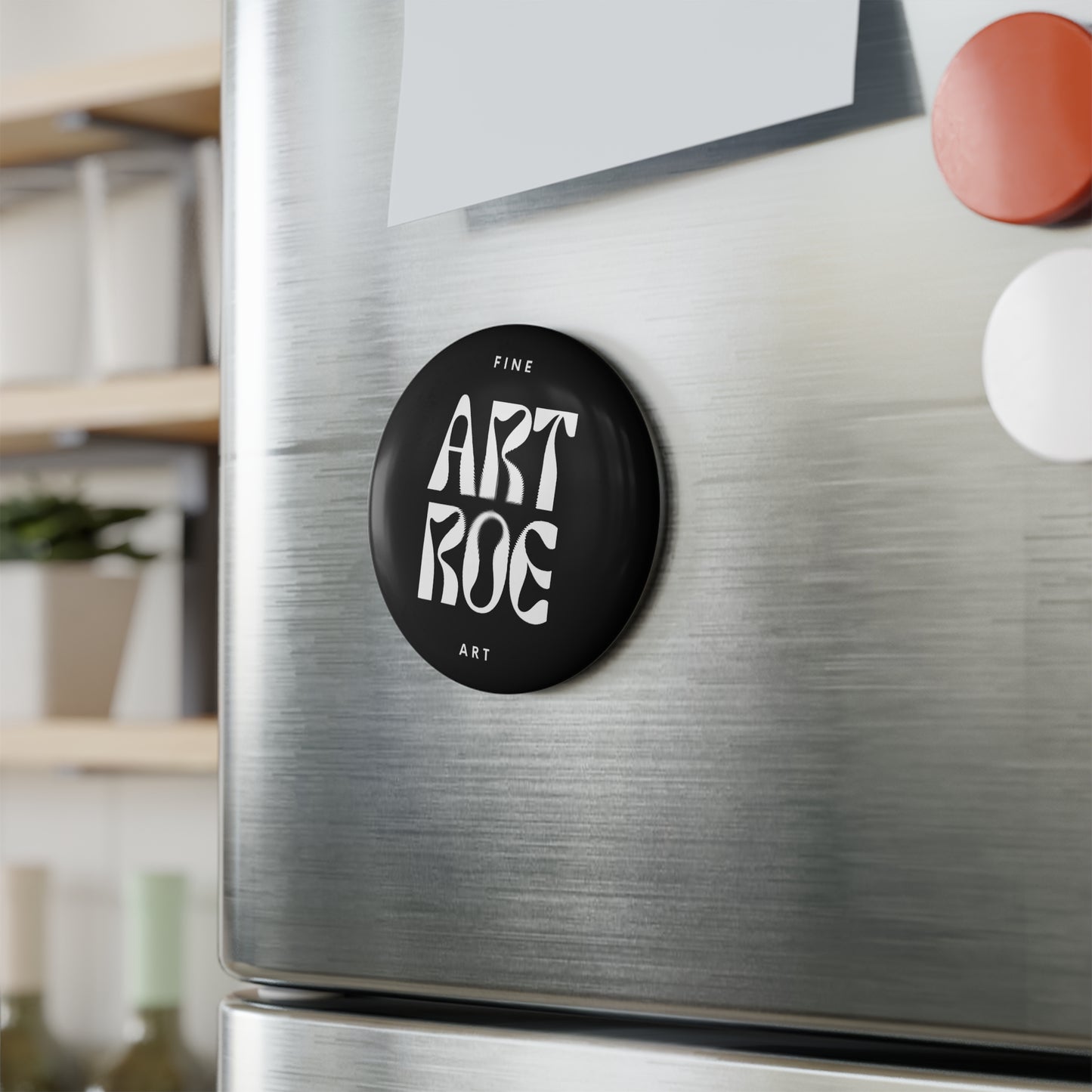 ART ROE BLACK LOGO Button Magnet, Round (1 & 10 pcs)