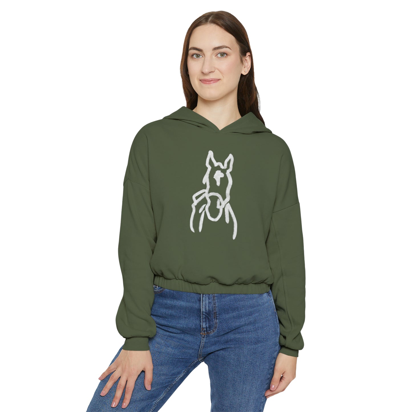 Horsey ART ROE LOGO Women's Cinched Bottom Hoodie