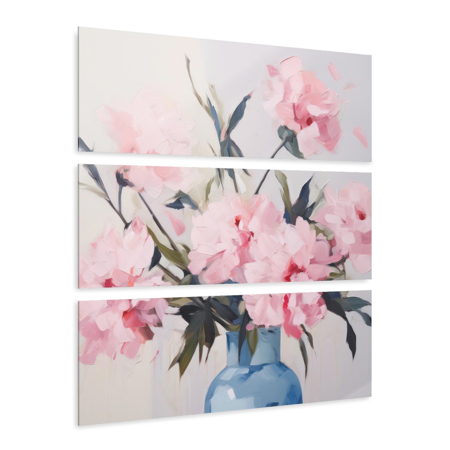 Baby Pink Peonies, Series, Acrylic, Triptych (36x36)