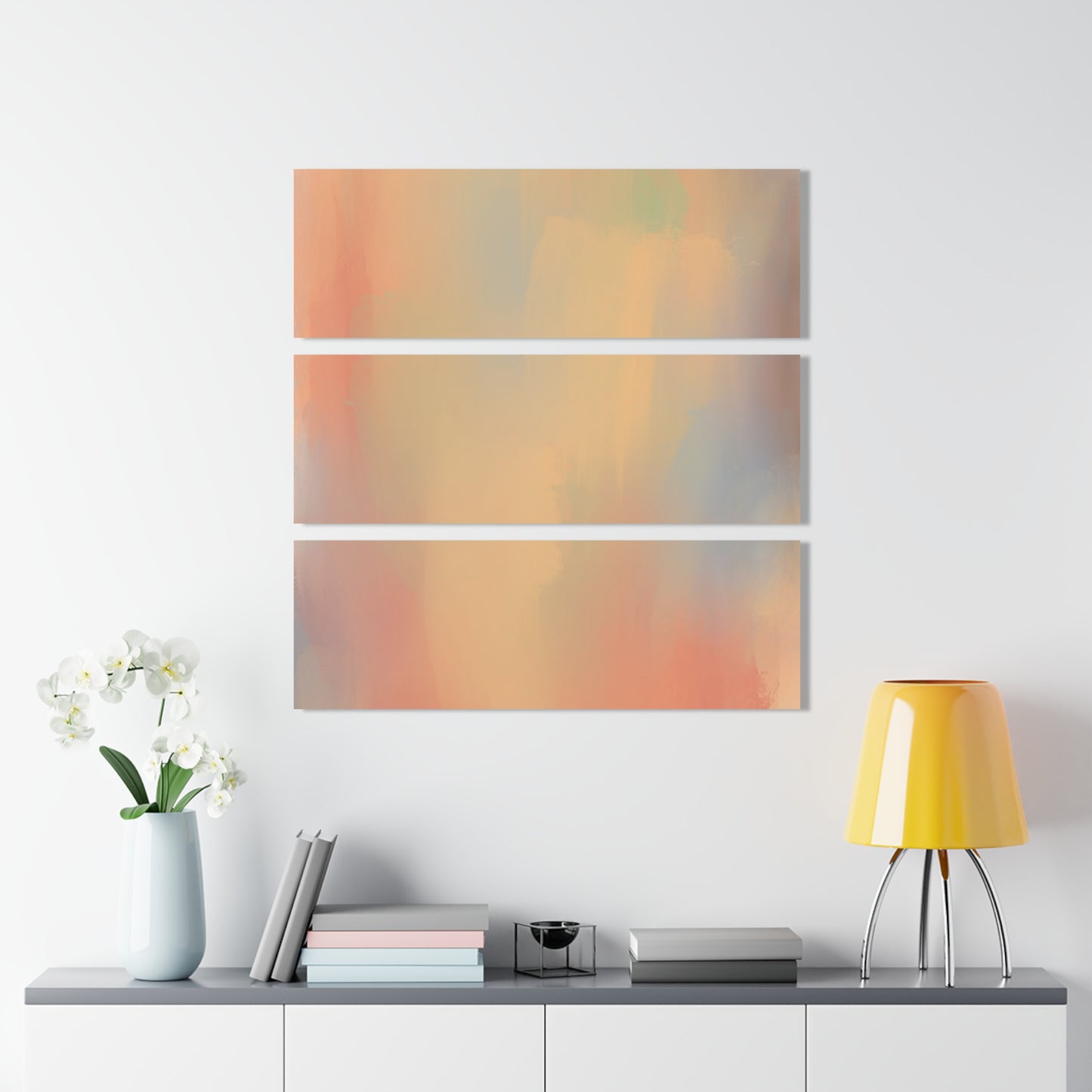 Blushing Tangerine, Acrylic, Triptych (36x36)