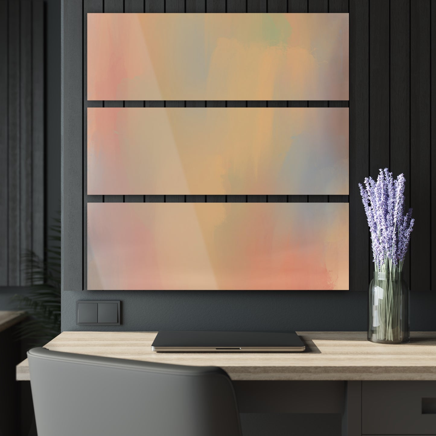 Blushing Tangerine, Acrylic, Triptych (36x36)